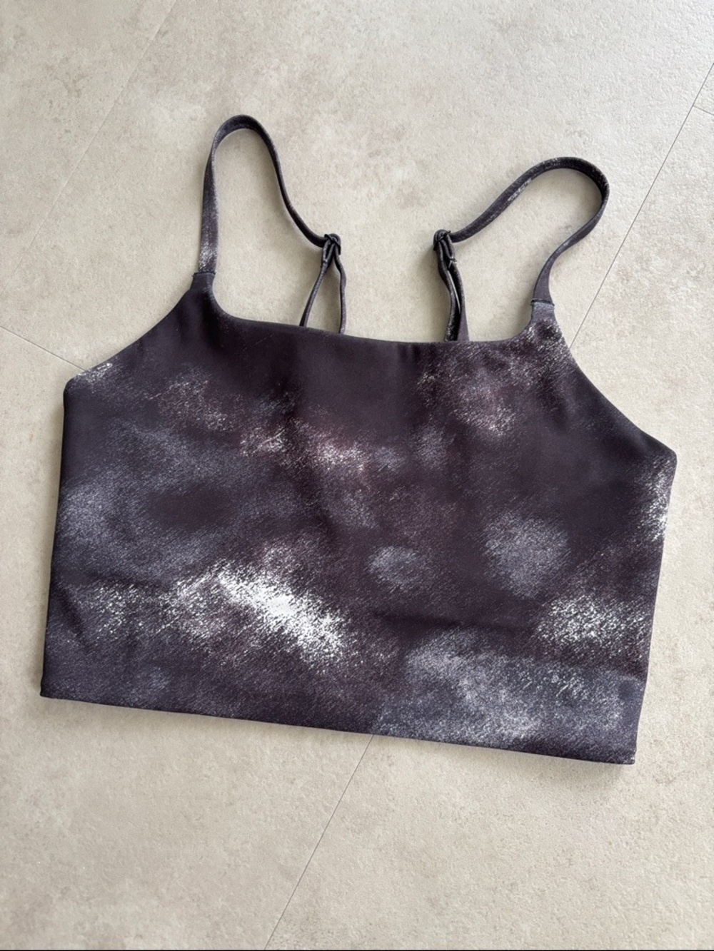 Black Tie-Dye Spaghetti Strap Crop / long line sports bra